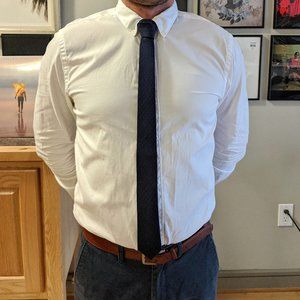 Zara Dark Blue Tie With Red Dots - Thin Shape